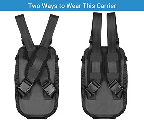 NICREW Mochila del Perro, Bolso para Perros y Gatos, Adjustable Bolsa Delantera Pet Front Cat Dog Carrier Backpack, Viaje Bolsa de Transporte de Mascotas para Viajar/Senderismo/Camping-XL-Negro