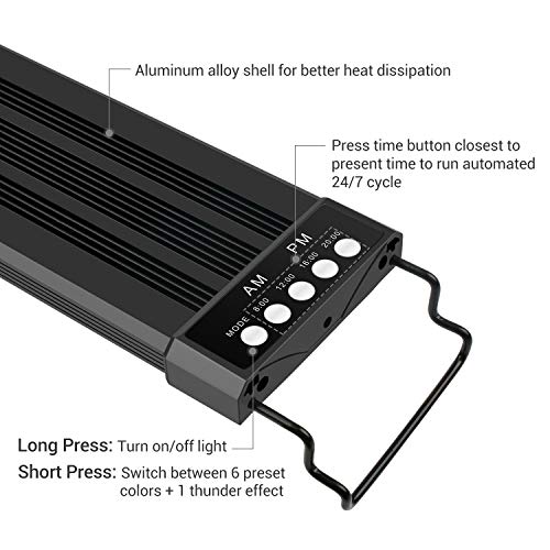 NICREW RGB Plus Luz LED Acuario, Luz Acuario Dulce Agua con Control Remoto, 24/7 Completamente Automatizado LED Acuario, 55-88 cm, 18W