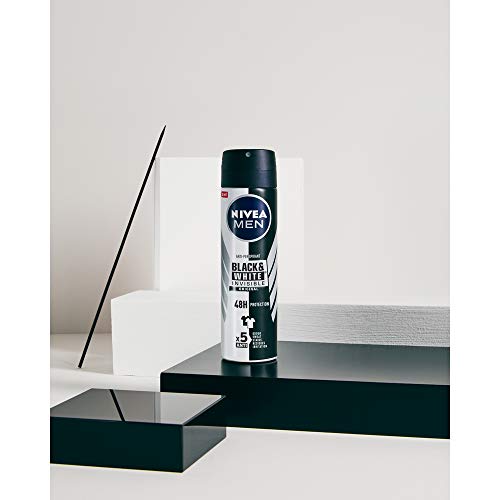 NIVEA MEN Black & White Invisible Original Spray (1 x 200 ml), desodorante antimanchas de cuidado masculino, desodorante invisible para proteger la piel y la ropa