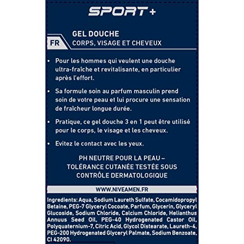 Nivea Men - Gel de ducha Sport 3 en 1 - 2 unidades de 250 ml.