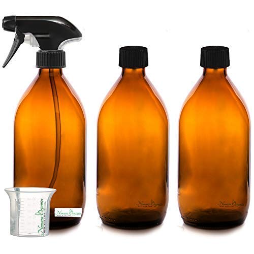Nomara Organics sin BPA Vaporizador en Botella de Cristal Ámbar 3 x 500 mL. Con Gatillo / Recargable / Belleza Orgánica / Cocina / Limpieza / Mascota
