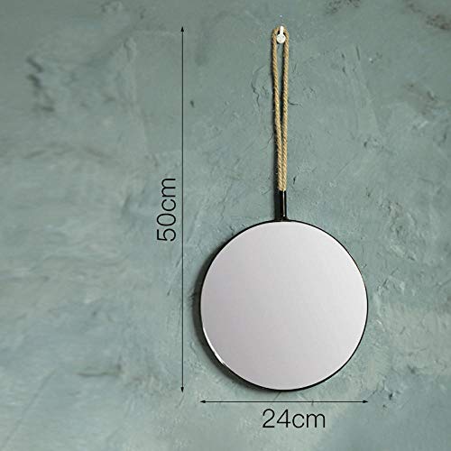 Nordic Metal Golden Mirror Wall Hanging 24-30CM Round/Geometric Baño dormitorio Espejo decorativo Vanity Makeup Montado en la pared @ Negro 1