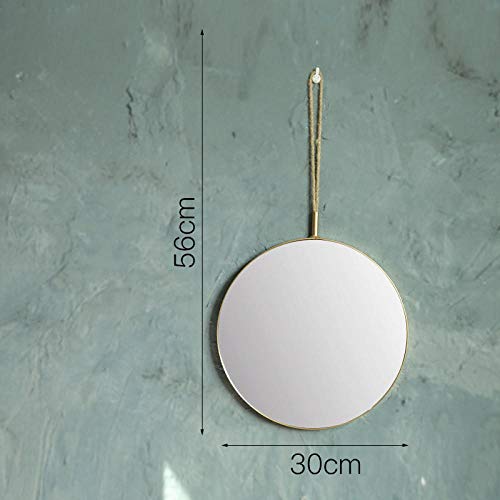 Nordic Metal Golden Mirror Wall Hanging 24-30CM Round/Geometric Baño dormitorio Espejo decorativo Vanity Makeup Montado en la pared @ Negro 1