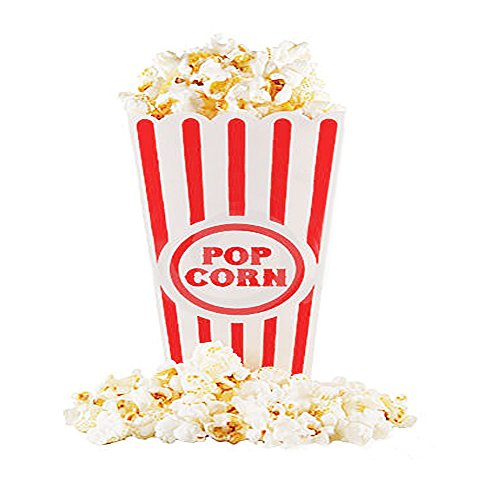 Novelty Place] Recipientes Plásticos para Palomitas de Maíz Clásico con Rayas Rojas y Blancas para Noches de Cine - 20 centímetros de Alto x 9,6 cm Cuadrado (Paquete de 4)