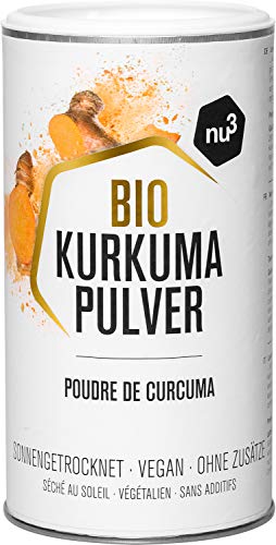 nu3 Cúrcuma Orgánica en Polvo – 250g de cúrcuma en estado puro sin pimienta o piperina – Poder concentrado de curcumina tumerica – Condimento indico ideal para cocinar y sazonar – 100% original