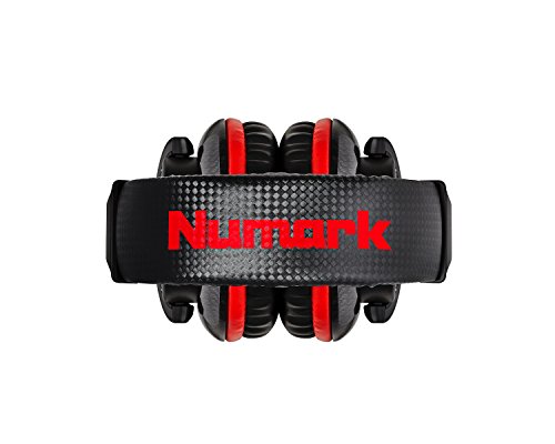 Numark Red Wave Carbon - Auriculares de DJ Ligeros de Alta Calidad y Rango Completo con Diseño Basculante, Transductores de 50 mm, Cable Desmontable, Adaptador de 3,5 mm y Funda Incluidos