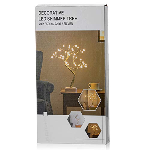 Nuptio Abedul con Luces, Árbol de Ramitas Bonsai Árbol de 1.6 Pies Árbol de Navidad Árboles Iluminados para Decoración Fiesta en Casa Cumpleaños Boda Decoración Interior (Luz Multicolor, 1 Pieza)