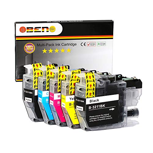 OBENO – 1 Set 1 BK – LC3211 LC3213 5 Cartuchos de Tinta compatibles para Brother LC3211 MFC-J890DW, MFC-J895DW, DCP-J772DW, DCP-J774DW, DCP-J572DW (2 Negro, 1 Cian, 1 Magenta, 1 Amarillo)