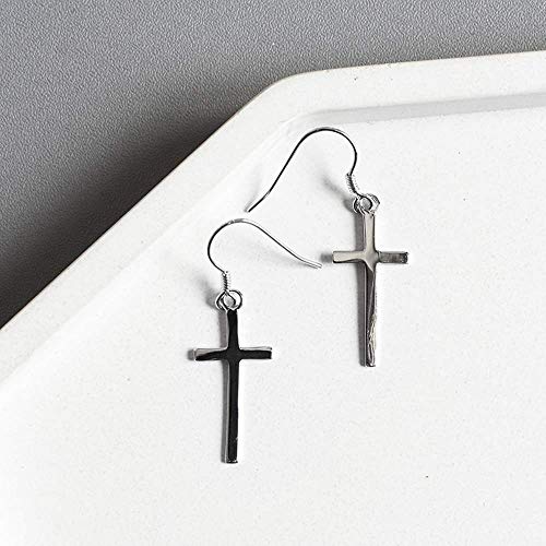 Onefeart Plata de ley 925 Pendientes de gota Para mujeres niñas Cruzar Forma Religious Significado 11MMx24MM Plata