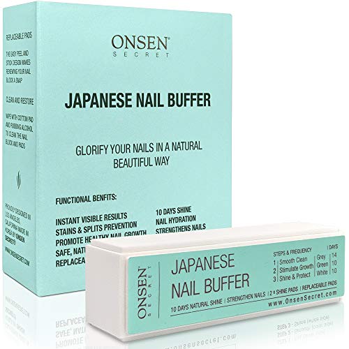 Onsen Professional Nail Buffer, bloque de pulido de uñas Ultimate Shine con métodos de pulido de 3 vías, lima de uñas suave y brillante después de Onsen, cuidado óptimo de las uñas