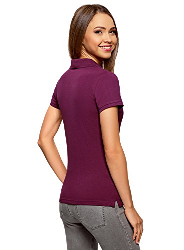 oodji Ultra Mujer Polo Básico de Tejido Piqué, Morado, ES 36 / XS