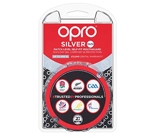 OPRO Protector Bucal Self-Fit Silver - para Rugby, Hockey, Lacrosse, fútbol Americano, Baloncesto y más - Fabricado en Reino Unido (Azul/Azul Claro, Junior)