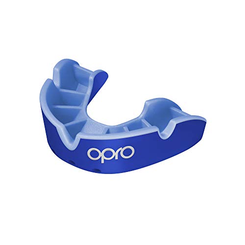 OPRO Protector Bucal Self-Fit Silver - para Rugby, Hockey, Lacrosse, fútbol Americano, Baloncesto y más - Fabricado en Reino Unido (Azul/Azul Claro, Junior)