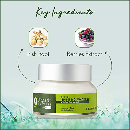 Organic Harvest Ayurveda hierbas Extracto de raíz de iris Rango Blush-Shine y Glow Crema Todo tipo de piel (50 gramos)