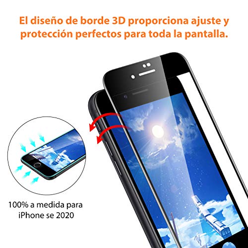 Ossky [2-Pack Protector de Pantalla iPhone SE 2020/8/7, Cristal Templado Glass Screen Protector,Vidrio Templado con [Cobertura Completa] [9H Dureza] [Alta Definicion]-Negro.