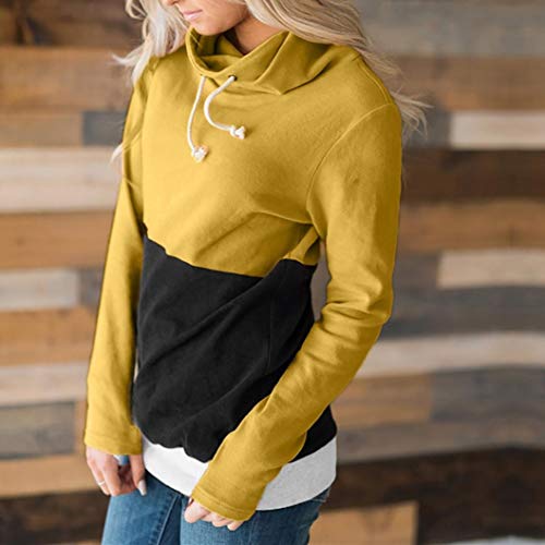 Overdose Moda Mujeres Casual Color Block Manga Larga Sudadera Jumper Pullover Blusa Top Lady Tops