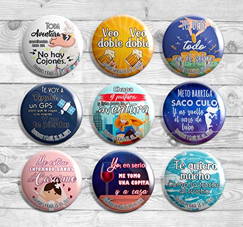 Pack chapas personalizadas 59mm (bodas, despedidas, eventos) (25)