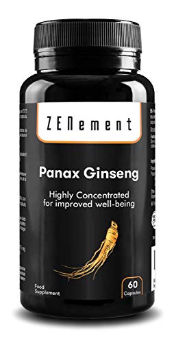 Panax Ginseng 2375mg, 50 mg de Ginsenósidos, 60 Cápsulas | Mejora la concentración, memoria y resistencia atlética | No GMO, 100% Natural | Zenement