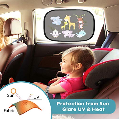 Parasol para coche 2 unidades, parasoles para ventana de coche para bebe niños, UV protección /luz solar, parasoles para coche con autoadhesivo a para ventana de parabrisas lateral del coche