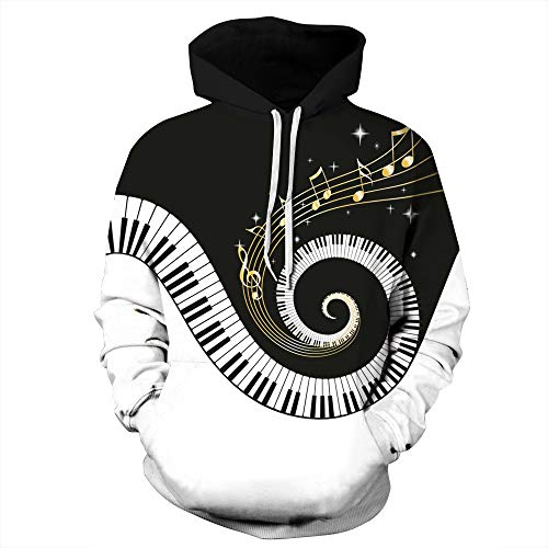 Parejas Unisex Sudadera con Capucha para Piano Impreso en 3D Sudadera de Secado rápido Sudadera con Capucha de Manga Larga Bolsillos Top WY-215 (Color : Multi-Colored, Size : S/M)