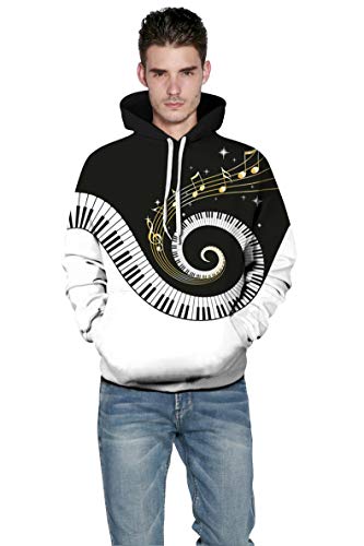 Parejas Unisex Sudadera con Capucha para Piano Impreso en 3D Sudadera de Secado rápido Sudadera con Capucha de Manga Larga Bolsillos Top WY-215 (Color : Multi-Colored, Size : S/M)