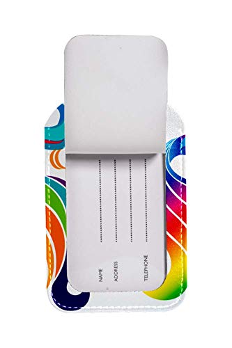 Pavo Real del Arco Iris Etiqueta de Equipaje Bolsa de Equipaje de Cuero Impermeable Metal Viaje avión Etiqueta de identificación de Equipaje 2 Piezas Nombre y dirección 7x11.4cm