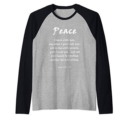 Peace John 14:27 - Paz Juan 14:27 Verso de la Biblia Camiseta Manga Raglan