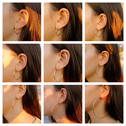 Pendientes Aros Plata Mujer de 22-25-30-40-50-55-60-70 y 80 mm. Regalos para tu Novia Originales en Plata de Ley (35 mm)