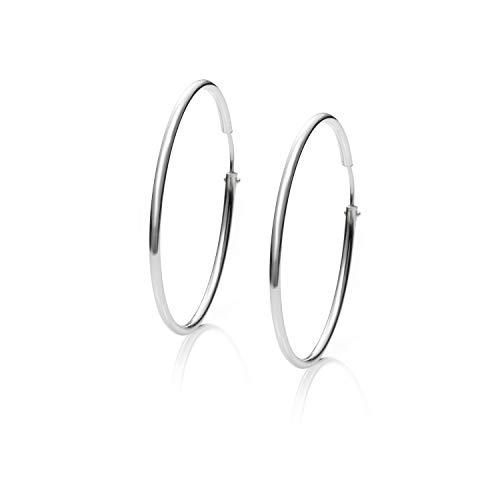 Pendientes Aros Plata Mujer de 22-25-30-40-50-55-60-70 y 80 mm. Regalos para tu Novia Originales en Plata de Ley (35 mm)