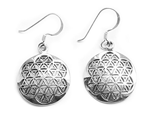 Pendientes Flor de la Vida/Flower of Life, 925 plata de ley – Meditación Yoga Espiritualidad Esoterismo