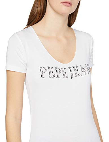 Pepe Jeans Donna Camiseta, Blanco (Optic White 802), Large para Mujer