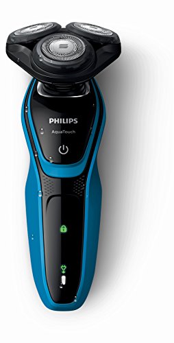 Philips AquaTouch - Afeitadora (Máquina de afeitar de rotación, SH50, 2 año(s), Negro, Azul, LED, Batería)