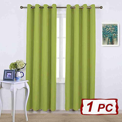 PONY DANCE Cortinas Salón Verde con Ojales - Drapeados Modernos Dormitorio Probador Puerta y Decoración Hogar Ventana, 1 Pieza, 132 x 210 cm, Verde