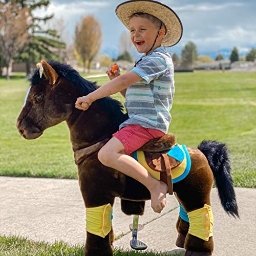 PonyCycle Oficial Primo K Serie Paseo a caballo Juguete Felpa Caminando Animal caballo marrón oscuro para 4-9 años tamaño pequeño K45