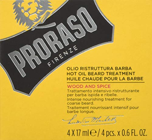 Proraso Tratamiento aceite caliente para barba aroma madera y especias 4 x 17 ml