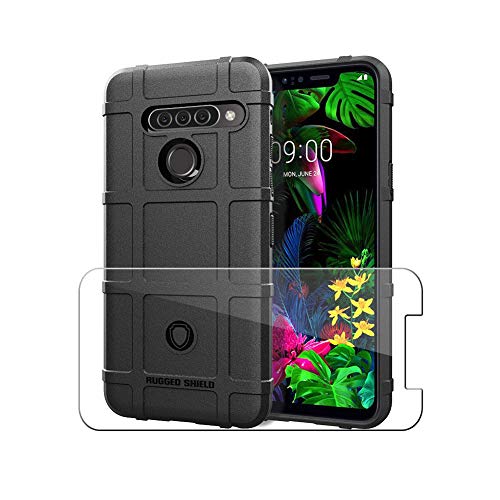 PZEMIN Estuche para LG G8S ThinQ Funda Suave Flexible Silicona TPU Carcasa Caso Case Shell (6.21", Negro) + 1 x Protectores Pantalla Cristal Vidrio Templado Membrana