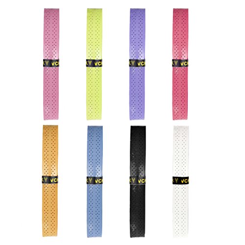 QH-Shop Mangos de Raquetas de Tennis Badminton Anti Slip Perforado Absorbente Sobregrip Grip Multicolor 8 Paquete