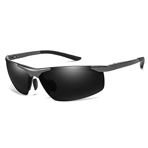 QINGZHOU Gafas De Sol,Gafas De Sol Retro Polarizadas De Aluminio Y Magnesio Para Hombres, Gafas De Sol Cuadradas Sin Cejas Con Espejo Para Ciclismo Al Aire Libre, Marco De Té, Té Completo C4