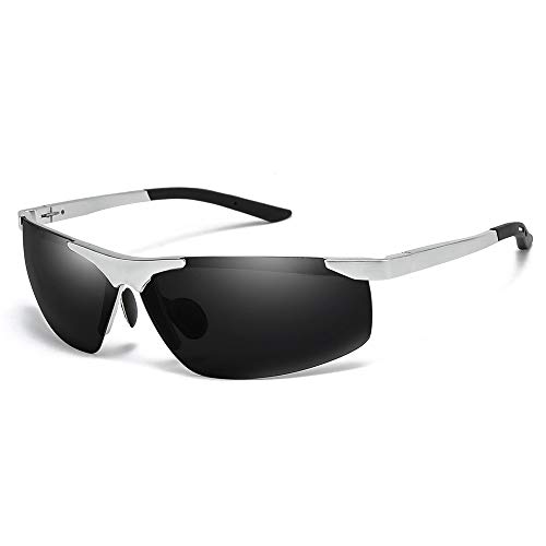 QINGZHOU Gafas De Sol,Gafas De Sol Retro Polarizadas De Aluminio Y Magnesio Para Hombres, Gafas De Sol Cuadradas Sin Cejas Con Espejo Para Ciclismo Al Aire Libre, Marco De Té, Té Completo C4