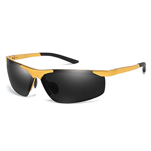 QINGZHOU Gafas De Sol,Gafas De Sol Retro Polarizadas De Aluminio Y Magnesio Para Hombres, Gafas De Sol Cuadradas Sin Cejas Con Espejo Para Ciclismo Al Aire Libre, Marco De Té, Té Completo C4