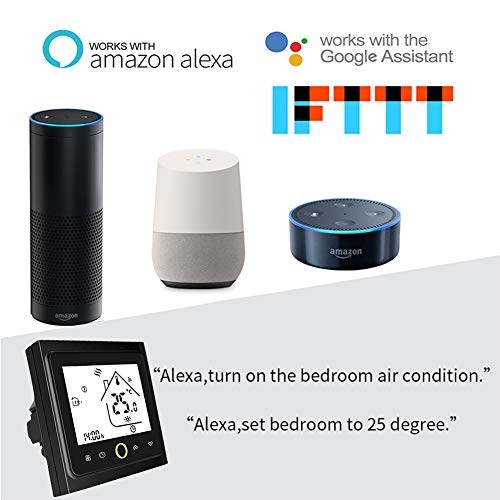 Qiumi Termostato Wifi para calefacción individual de calderas de gas/agua funciona con Amazon Alexa, Google Home IFTTT, Contacto seco, 5A 95~240V AC