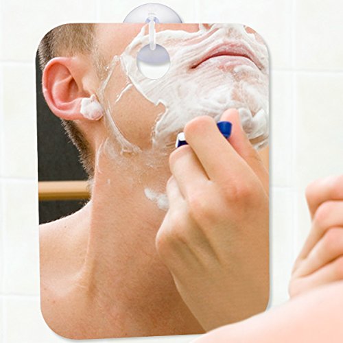 QSHAVE Espejo de ducha antivaho tamaño grande con ventosa y gancho adhesivo para afeitado sin niebla