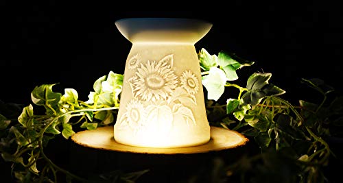 Quemador de cera de porcelana para celofán, ideal para derretir y medallones, apto para cualquier cera derretida, utiliza velas de té para derretir tus fragancias favoritas, impresionante imagen de luz brillante