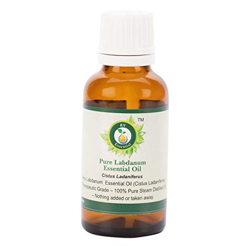 R V Essential Aceite Esencial de Labdanum Puro 30ml (1.01oz)- Cistus Ladaniferus (100% puro y vapor natural destilado) Pure Labdanum Essential Oil