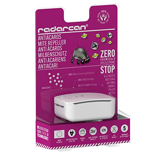 Radarcan® R-502 AntiÁcaros y Purificador de Aire Premium (2 en 1), 25m2, Blanco