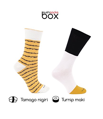 Rainbow Socks - Mujer Hombre Calcetines Sushi Tamago Oshinko Maki - 2 Pares - Tamaño 41-46