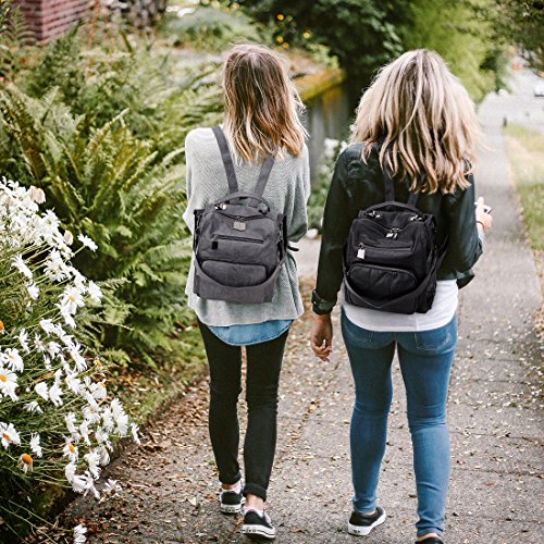 RAVUO Mochila Mujer Cuero,Mini Mochilas cuero o Niñas Mochila de Moda Bolso de Escuela de 3 Maneras de Viaje Gris