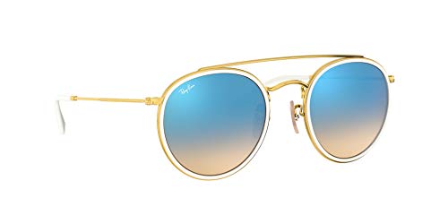 Ray-Ban 0RB3647N, Gafas de Sol Unisex Adulto, Dorado (Blue Gradient Flash), 51