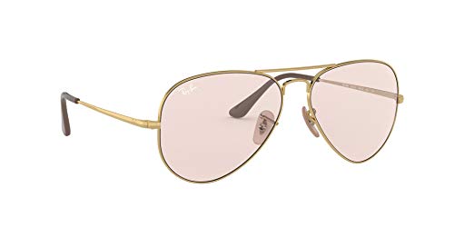 Ray-Ban Aviator Metal II Lentes oscuros, Dorado/Rosa Claro Fotocromático, 55 Unisex Adulto