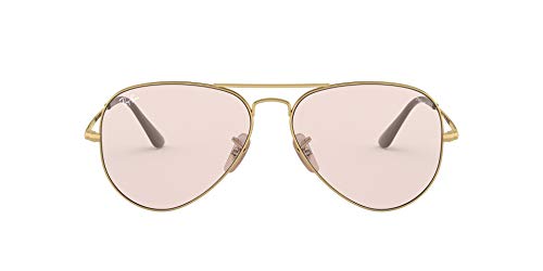 Ray-Ban Aviator Metal II Lentes oscuros, Dorado/Rosa Claro Fotocromático, 55 Unisex Adulto